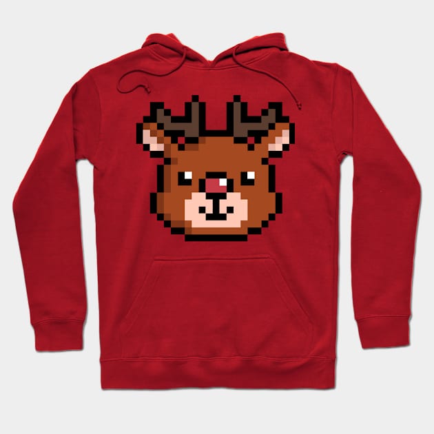 Cute Rudolph the reindeer pixel Hoodie by Pixelo